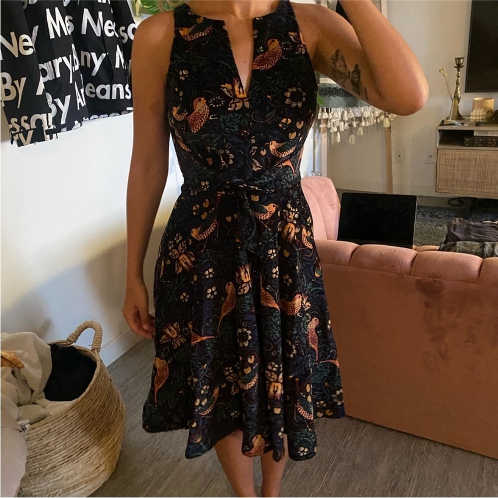 Anthropologie Dark Patterned Velvet Dress